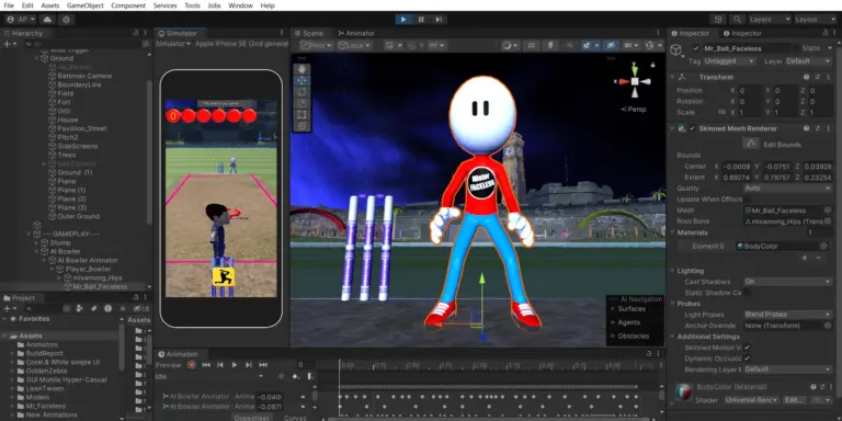 unity game engine editor interface showing scene and game view