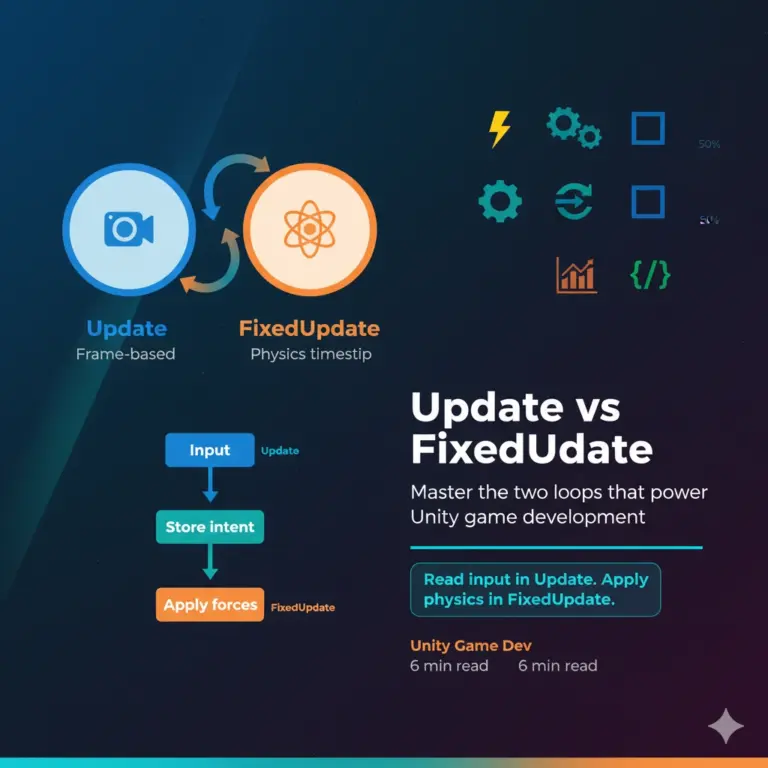 Unity Update FixedUpdate featured image game development blog post header timing loops